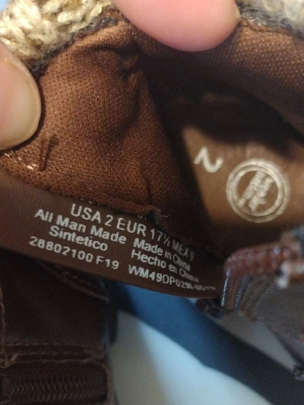 wonder nation Brown Faux-Leather Knit Cuff Kids Boots